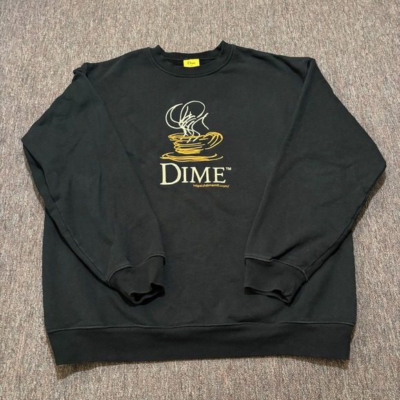 Dime Other - Dime MTL Coffee Cup Embroidered Crewneck Sweatshirt Mens XL Black Skate